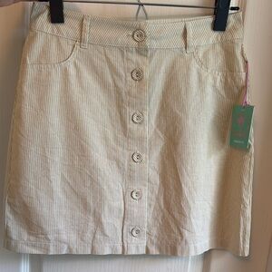 Forever 21 Beige Striped Button-Down Mini Skirt